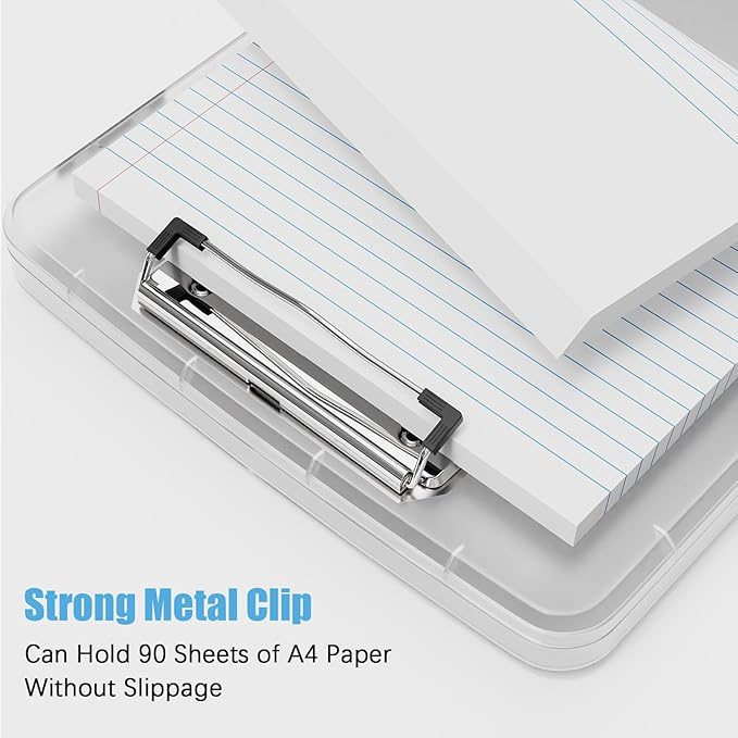 Hongri Clipboard with Storage with Pen Holder, Folder Nursing Clip Board 8.5 x 11 Foilo-Side Opening, High Capacity, Light Weight for Teachers, Classroom. Size 14 x 9.6 x 1.2 in(Clear)