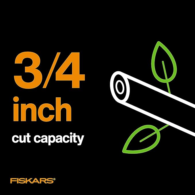 Fiskars PowerGear2 Pruning Shears, Patented Gear Technology & Cam Mechanism Multiplies Leverage, Hardened Steel Bypass Blade, Contoured Rolling Handle Reduces Hand Fatigue, 3/4" Cut Capacity