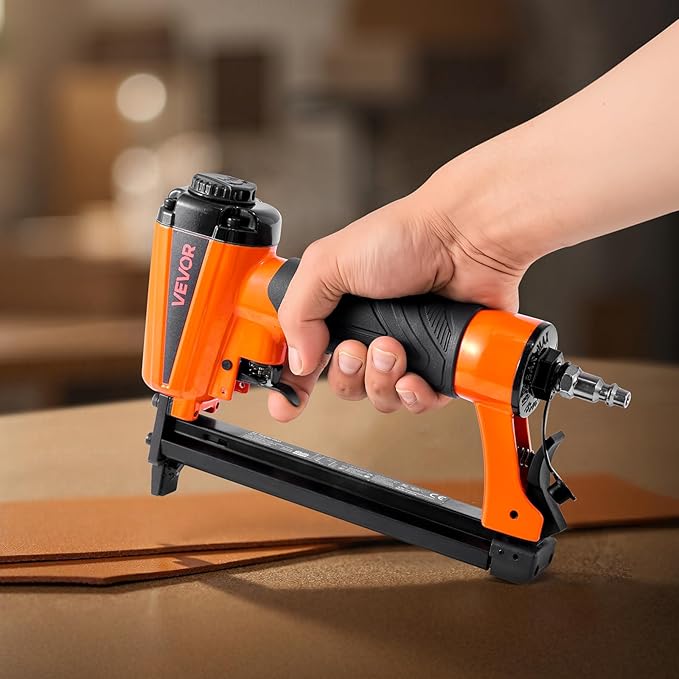 VEVOR Pneumatic Staple Gun, 21 Gauge Pneumatic Upholstery Stapler for 80 Series 1/2-inch Crown 1/4"-5/8" Length Staples, 70-110 PSI Air Staple Gun for Woodworking, Upholstering, Crafts, DIY Projects