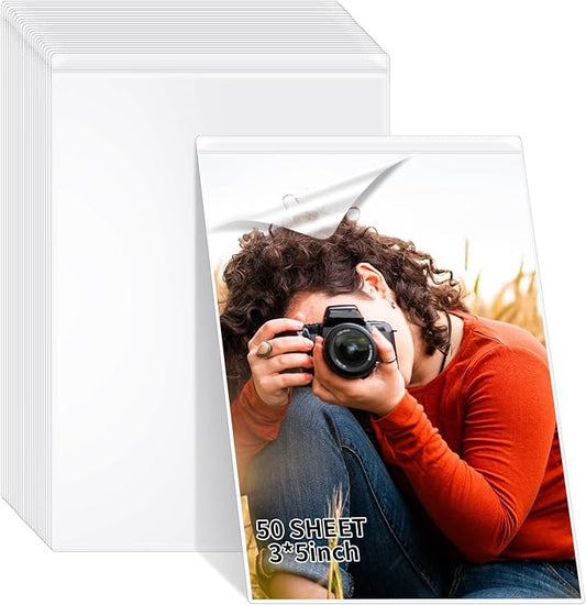 50 Sheets 3x5inch Self Seal Laminating Pouches Self Adhesive Laminating Sheet No Laminating Machine Needed for Photos Index Cards (3x5inch)
