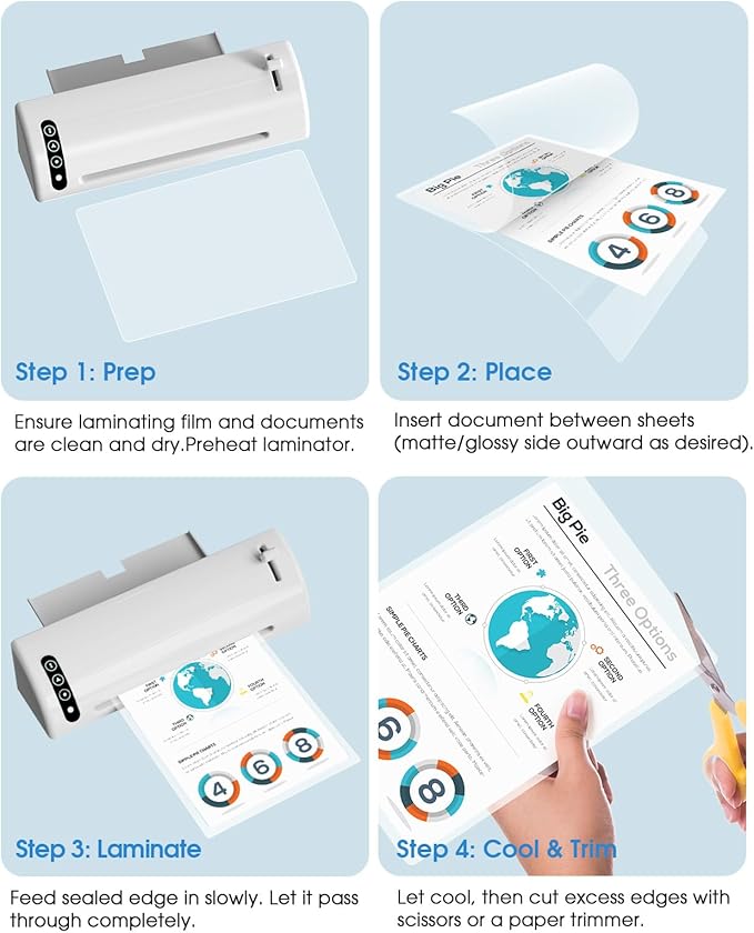 KTRIO 200 Pack Laminating Sheets, Hold 8.5 x 11 Inches, 3 Mil Thermal Laminating Pouches, 9 x 11.5 Laminate Sheets for Laminator, Clear Lamination Sheet Paper, Letter Size, Office School Home Supplies
