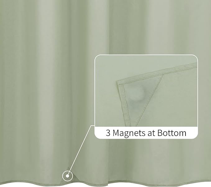ALYVIA SPRING Extra Long Fabric Shower Curtain Liner Waterproof - 72" x 84", Soft & Lightweight XL Shower Curtain with 3 Magnets, Machine Washable - 72x84, Desert Sage