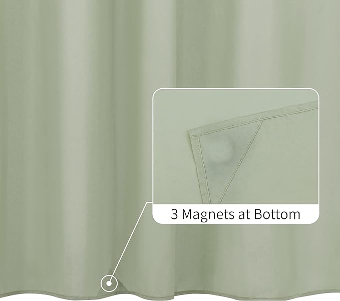 ALYVIA SPRING Sage Green Fabric Shower Curtain Liner Waterproof - Soft & Light-Weight Cloth Shower Liner with 3 Magnets, Hotel Quality & Machine Washable - Standard Size 72x72, Desert Sage