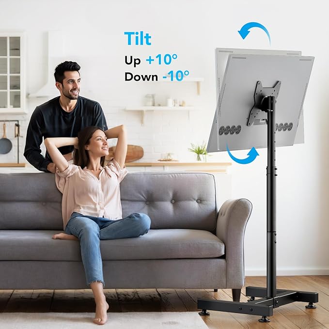 AX WABER TV Floor Stand for 13-50 inch Screens Holds up to 77lbs, Tilting and Height Adjustable Monitor Floor Stand Mount,Tall Standing TV Stand for Bedroom, Dorm Room, Office, Max VESA 200x200mm