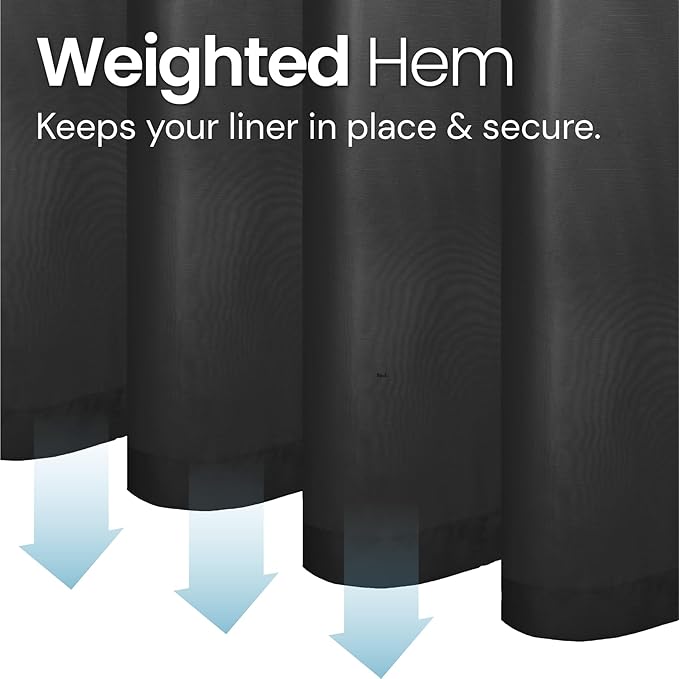 LiBa Black Shower Curtain, Heavy Duty Fabric, Soft Cloth Shower Curtain Liner, Hotel Quality with Magnets Shower Curtains for Bathroom, 72 x 72 Inches(Black)
