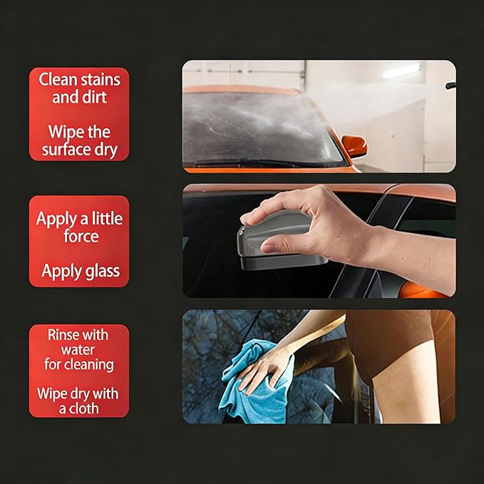 Automotive Oil Film Cleaning Brush for Auto Windows,Upgraded Clear Vision Glass Cleaner,Reusable Anti-Rain Fog Windshield Glass Oil Film Remover,Glass Cleaning Board Improves Visibility,2PCS