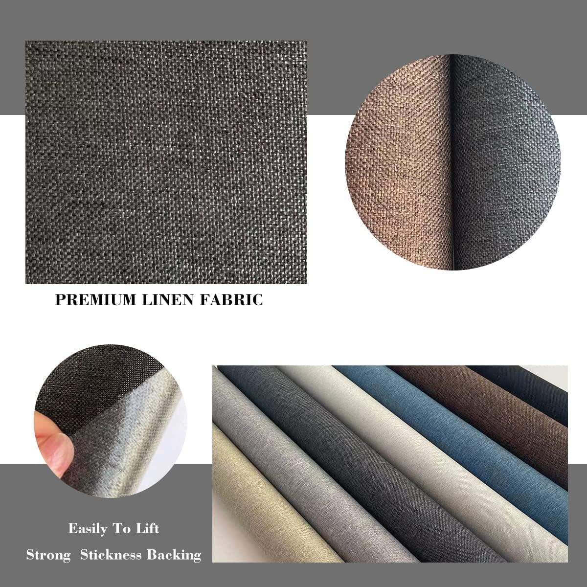 Fabric Repair Patches, Linen Repair Tape Self-Adhesive Fabric Patches Durable, DIY Large Linen Tape for Sofa, Couches, Furniture, Chair, Clothing （3.5X79 Inch, Dark Grey）