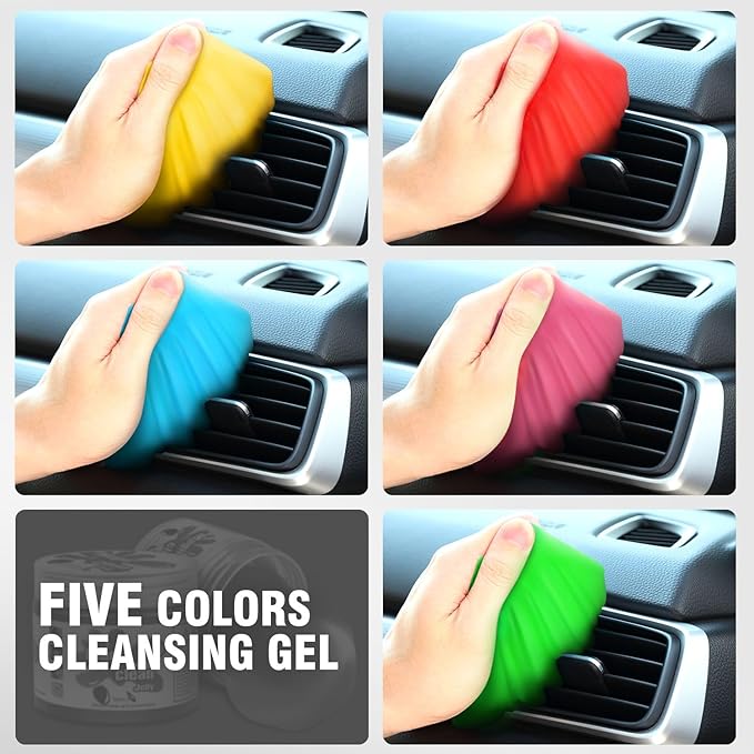 DNA MOTORING 5 Pack Car Cleaning Gels Auto Detailing Tools Cleaning Putty Car Interior Cleaner, Car Jelly Cleaner, Keyboard Cleaner, Car Cleaning Supplies Car Gifts for Men Women, TOOLS-00150