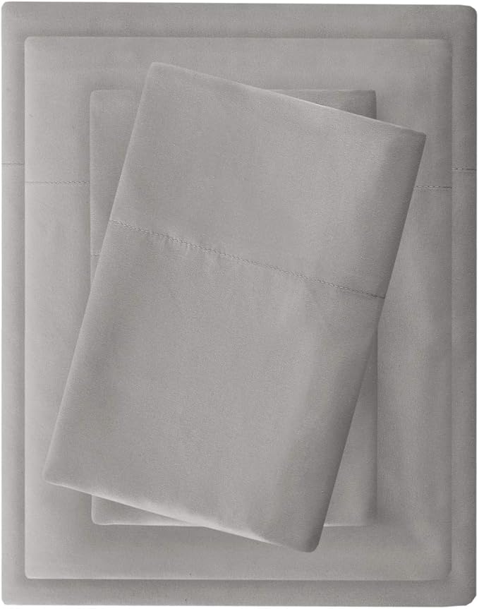 Madison Park 3M Microcell Bed Sheet Set Color Fast, Wrinkle and Stain Resistant, Soft Sheets with 16" Deep Pocket All Season, Cozy Bedding-Set, Matching Pillow Case, Cal King, Grey, 4 Piece