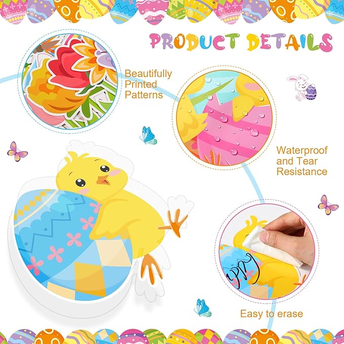 Pasimy Easter Bulletin Board Decorations Set Christian Easter Classroom Decorations Easter Bunny Egg Paper Cut Outs for School Nursery Spring Easter Birthday Party Supplies(Bunny)