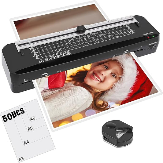 Laminator, A3 Laminator Machine with Built-in Trimmer, 70 Seconds Quick Warm-Up, Cold and Thermal Laminating with 50 Sheets, NTC Technology for Home Office School