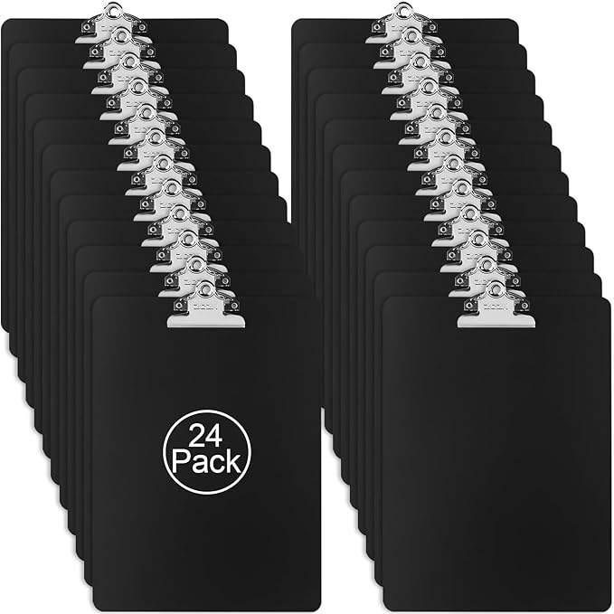 ZCZN Metal Clipboard, 24 Pack Heavy Duty Aluminum Clipboards 12 x 9 Inches, A4 Letter Sizer Document Holder with High Capacity Clip, Suitable for School, Office, Jobsite or Medical Staff, Black