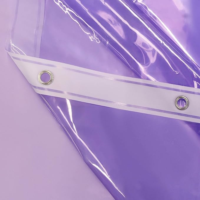 Barossa Design Clear Lavender Stall Shower Curtain Liner 36" W x 72" H - Waterproof Lightweight PEVA Plastic Shower Liner for Small Bathroom, 3 Bottom Magnets & Metal Grommets - Clear Lavender