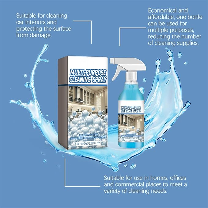 Grease Cleaner, 100ml Multi-Purpose Kitchen Degreaser Spray, Heavy-Duty Grime Remover for Appliances, Countertops, Window Glass, Bathroom, Office, Toilet, Furniture