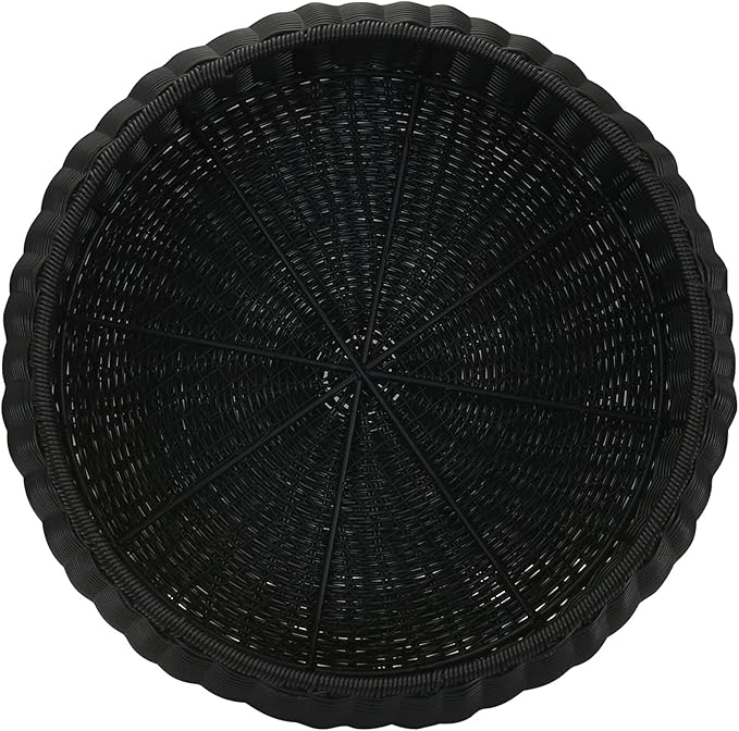 Household Essentials Handwoven Resin Storage Stool Ottoman, Black