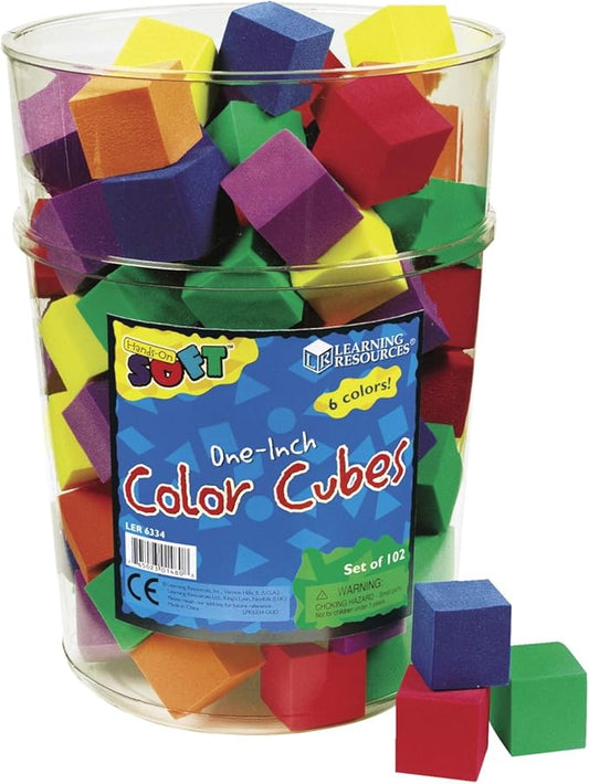 Learning Resources Hands-On Soft Color Cubes, Counting Blocks for Kids, Set of 102, Assorted Colors, Ages 3+