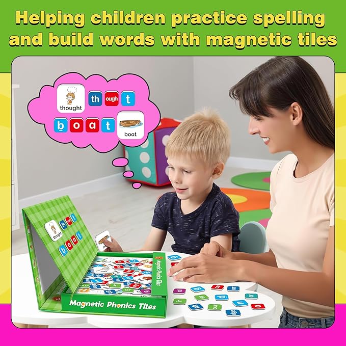 Aizweb Phonics Magnetic Letters Tiles,Phonics Games Hooked on Phonics,Learn to Read Spelling Phonemic Awareness Speech Therapy Manipulative Preschool Pre k Classroom Materials