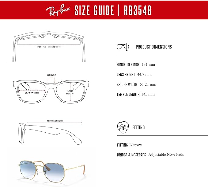 Ray-Ban RB3548 Hexagonal Sunglasses For Men For Women +BUNDLE with ACCESSORY EYEWEAR KIT