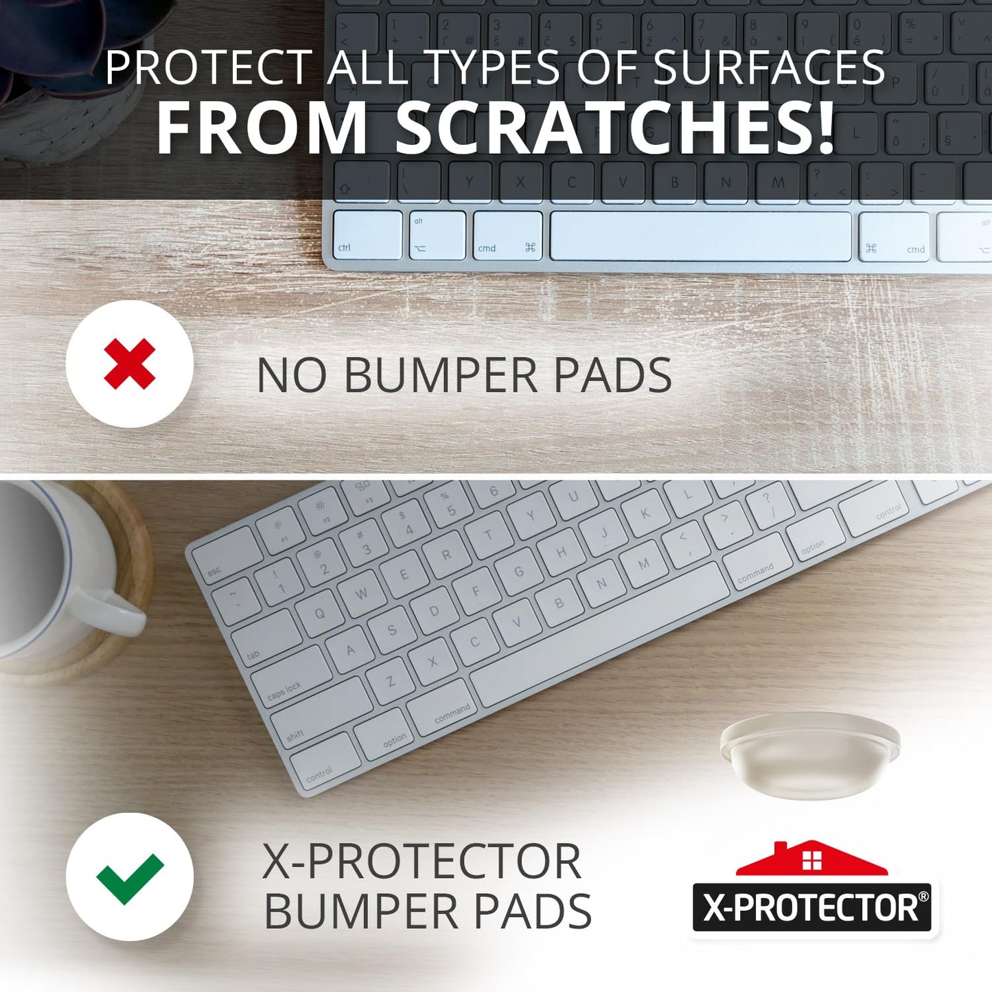X-Protector Cabinet Door Bumpers 200 PCS – 1/2" Silicone Clear Bumpers – Ideal Cabinet Bumpers – Self-Adhesive Thick Door Silencer – Bumper Pads to Protect Glass & Other Surfaces!