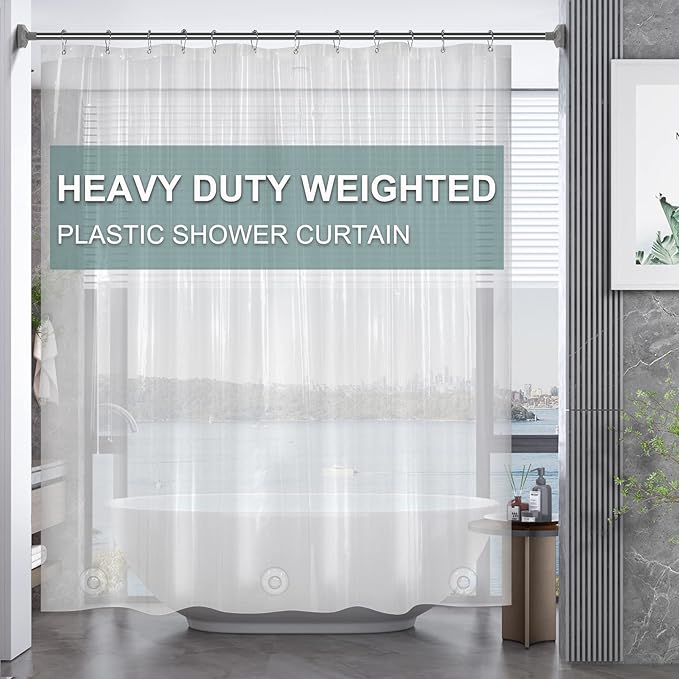 AmazerBath 78 Inch Shower Curtain Liner Clear Plastic, Long Shower Curtain Heavy Duty 8G, Premium PEVA Weighted Shower Curtains for Bathroom with 3 Big Stones and Grommets, 72x78 Inches