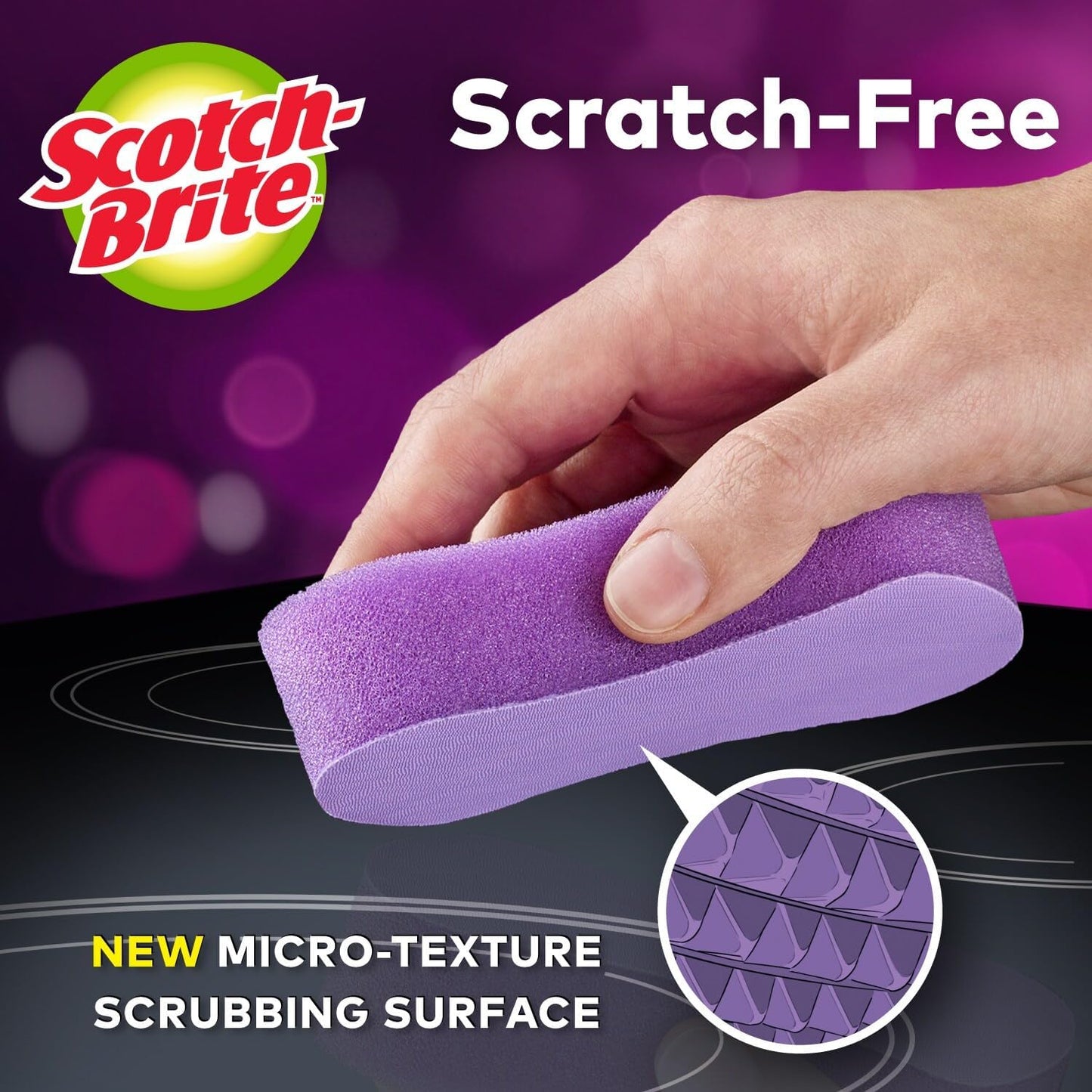 Scotch-Brite™ Glass Cooktop Pads , 4.1 in x 3.4 in x 1 in (104 cm x 86 m x 25), 6/2