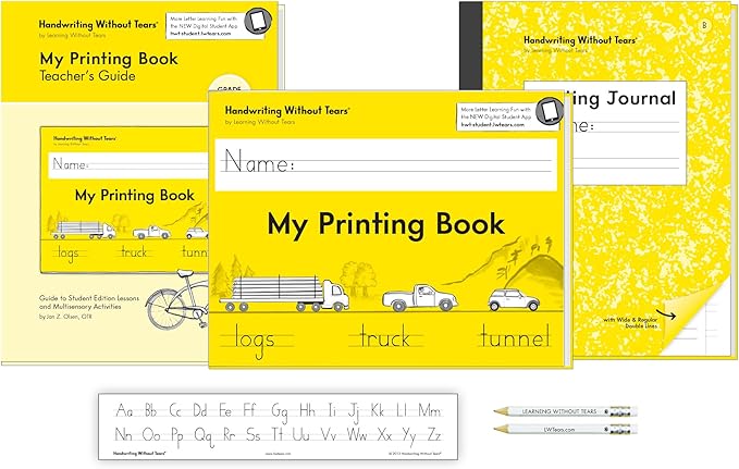 Handwriting Without Tears, 1st Grade Printing Bundle, Age 6+, 1st Grade+, Student Workbook, Writing Journal & Teacher's Guide, School & Home, Language Arts, Tutoring, Tiny Pencils, Desk Strip