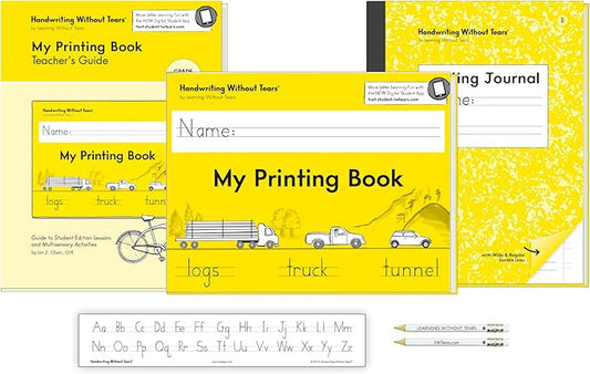Handwriting Without Tears, 1st Grade Printing Bundle, Age 6+, 1st Grade+, Student Workbook, Writing Journal & Teacher's Guide, School & Home, Language Arts, Tutoring, Tiny Pencils, Desk Strip