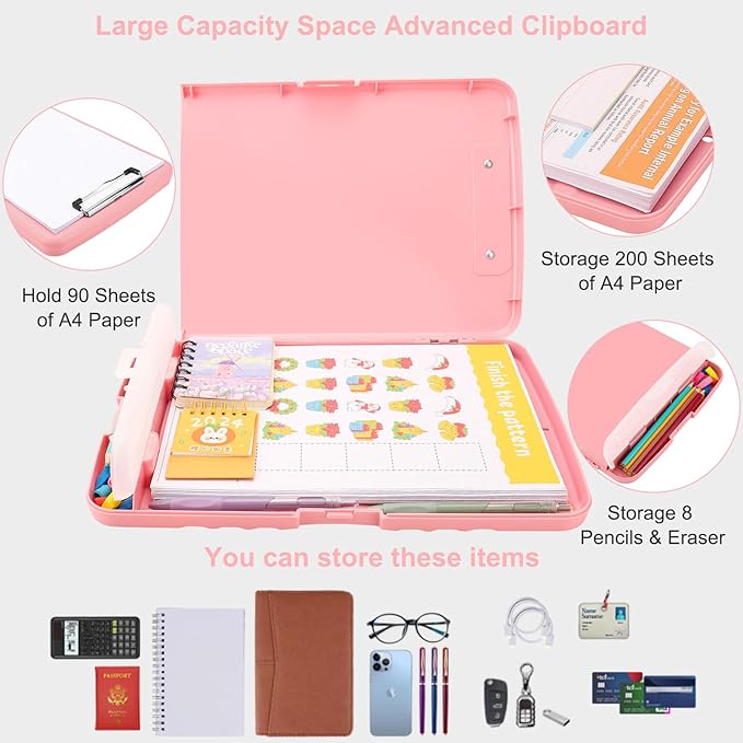 SFLHHDM Clipboard with Pen Holder, Legal Size Nursing Clipboards with Storage, Plastic Clip Boards for Writing, Lightweight Cute Clipboard Storage with Low Profile Clip for Work, Office