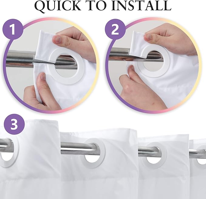 River Dream Extra Long No Hook Shower Curtain TPU Lining & No Required Liner, 71" x 86"(84") Hotel Fabric Shower Curtain for Bathroom, Bottom Magnets & Waterproof, White, 71x86