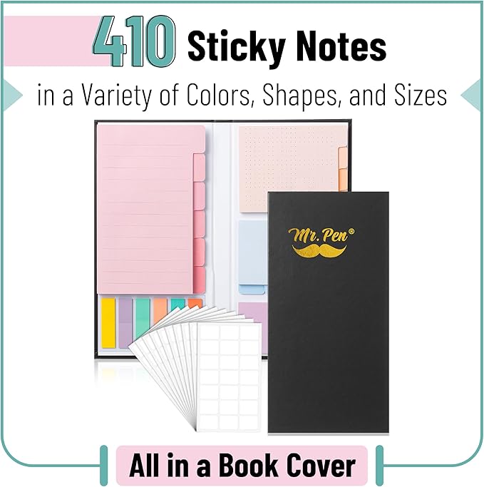 Mr. Pen- Sticky Notes Set, 410 Pack, Pastel Macaron Divider Sticky Notes, Planner Sticky Note Dividers Tabs