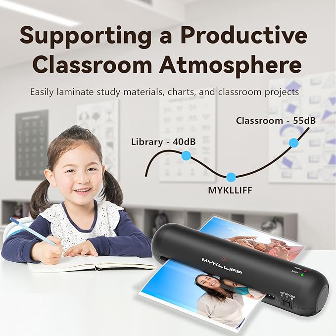 Laminator Machine 9-Inch Portable Thermal Laminater with Hot & Cold Modes, A4 Small Laminating Machine with ABS Jam-Release, 3-Min Warm-Up, 6-in-1 Photo Laminadoras Kit for Classroom, Black