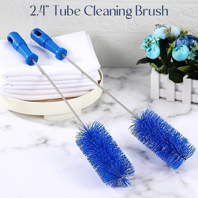Baderke 2 Pieces Drain Brush Pipe Cleaning Blue Tube Brushes 19.7 Inch Plastic Shower Pipe Flexible Cleaning Tool (19.7 x 2.4 Inch)