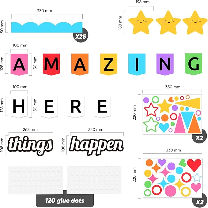 LioNergy Classroon Bulletin Board Decoration Set Welcome Bulletin Board Wall Door Decor for Kindergarten Preschool Elementary Middle School - Amazing Things Happen Here