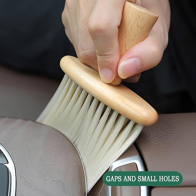 High Density Ultra Soft Detail Brush Kit - Automotive Interior Cleaning Tool with Soft Hair, Wooden Handle, Deep Cleaning for Keyboards, Laptop, Sofa and Dusting (B-1PC)