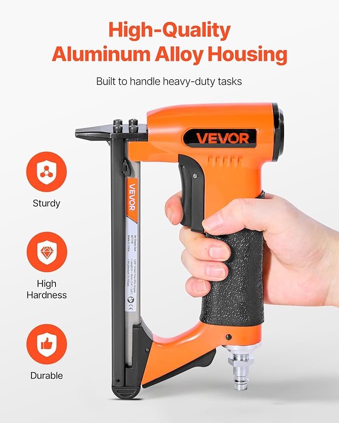 VEVOR Pneumatic Staple Gun, 22 Gauge Air Upholstery Stapler for 71 Series Fine Wire Staples 3/8" Crown 1/4"-5/8" Length, Max 180PCS Loading Air Staple Gun for Upholstering, Woodworking, DIY Projects