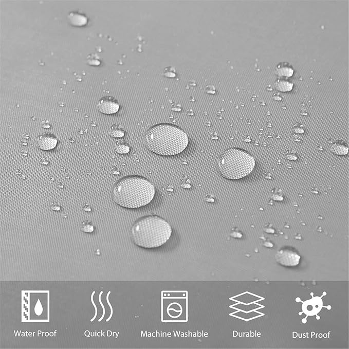 Furlinic No Hook Extra Wide Shower Curtain,Polyester Fabric Shower Curtain Liner with 14 Plastic Split Grommets,Hotel Style Machine Washable & Waterproof Curtains for Bathroom,Light Grey 108x72 Inch
