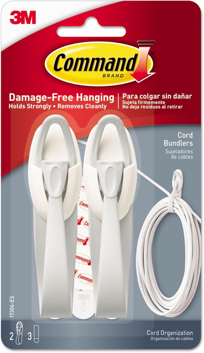 3M Command 17304ES Cable Bundler, White, 2/Pack
