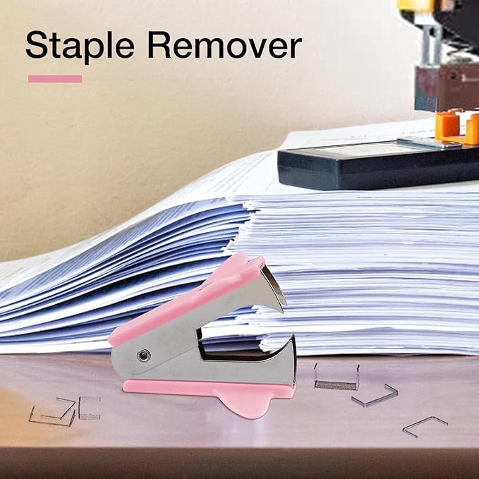 Pink Stapler Removal Tool, Staple Puller, Modern Plastic Stapler Remover with Non-Slip Handle, Ideal for Students, Teachers, Home and School,Staple Removers,Staplers and Punches