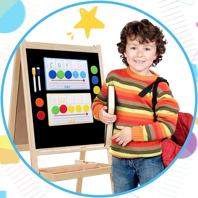Nezyo 10 Pcs Phonemic Awareness Games Dry Erase Board Phonics Games with Magnetic Button and Pen Educational Gift for Kindergarten Classroom Kids Letter Sound Science Reading(10 Colors)