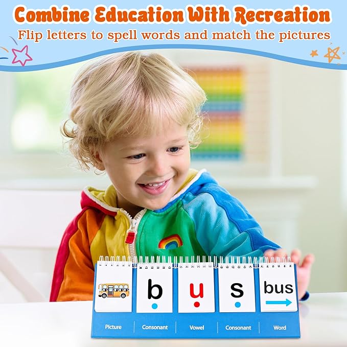CVC Words Games First Grade Classroom Must Haves, Phonics Games for Kindergarten First 2nd Grade, Sight Words Flash Cards Spelling Reading Preschool Learning Games Spelling Educational Toy Gifts