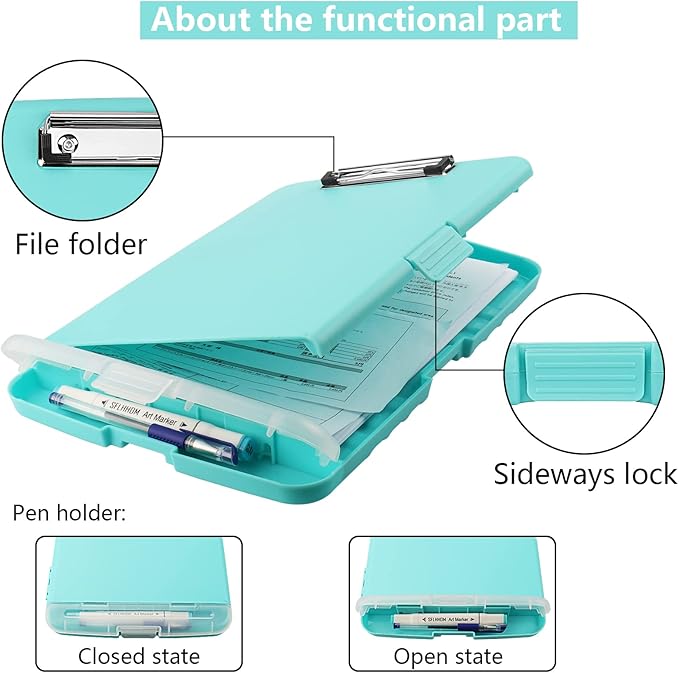 SFLHHDM Clipboard with Storage, Clip Boards 8.5x11, Plastic Clipboards with Pen Holder, Clip Board with Storage Compartments, Nurse Clipboard with Storage for Classroom, Student, Teacher