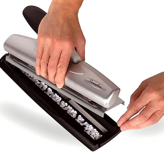 Swingline Hole Punch, Desktop Hole Puncher, 12 Sheet Punch Capacity, 2-3 Holes, Adjustable, LightTouch, Black/Silver (74026)
