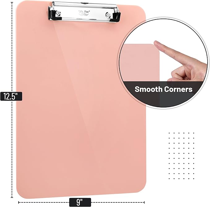 Mr. Pen- Plastic Clipboard, 12.5” x 9”, Pastel Orange, Clipboard Plastic, Low-Profile Metal Clip with Retractable Hanging Hole