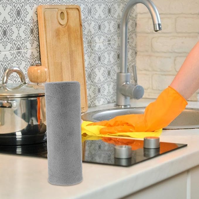 Vaguelly Microfiber Cleaning Cloths Roll 20pcs 25X25Cm Reusable Absorbent Kitchen Dish Towels for Cleaning and Dusting Household Surfaces