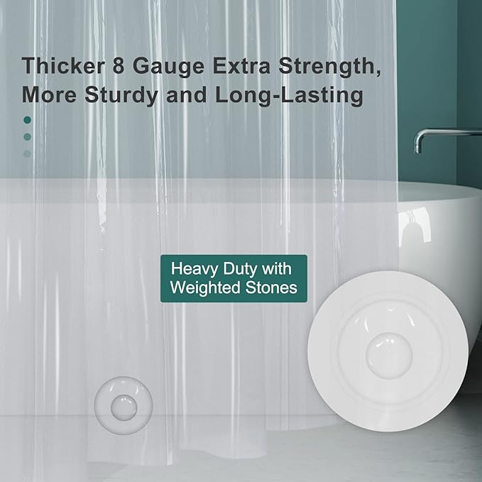 AmazerBath 78 Inch Shower Curtain Liner Clear Plastic, Long Shower Curtain Heavy Duty 8G, Premium PEVA Weighted Shower Curtains for Bathroom with 3 Big Stones and Grommets, 72x78 Inches