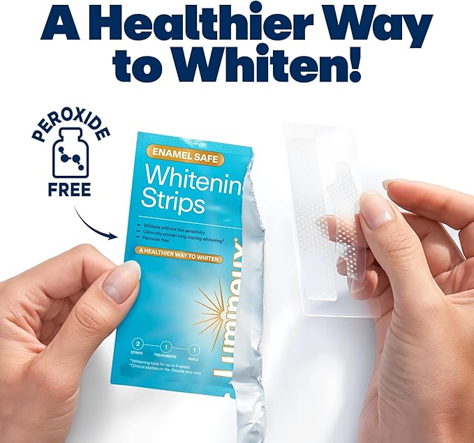 Lumineux Teeth Whitening Strips Kit - 9 Treatments (1 Month) - Peroxide Free - Enamel Safe for Whiter Teeth - Whitening Without The Sensitivity - Dentist Formulated - Sensitivity Free