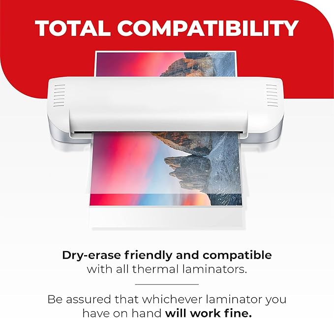 3MIL Thermal Laminating Sheets (100 Count) 4.3x6.3 inch, Card Size Dry-Erase Friendly Laminating Pouches, Compatible with Laminators, Crystal Clear Laminated Finish