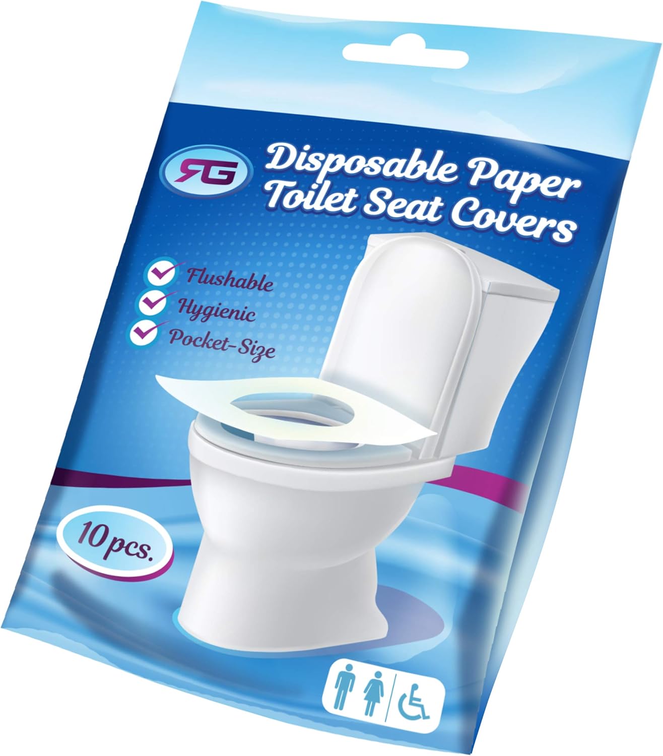 Rockland Guard Toilet Seat Cover - Flushable & Disposable Toilet Seat Cover for Bathroom - Road Trip Accessories & Travel Essentials for Kids & Adults - 10 Resealable Packs with 10 Sheets - 100-Count