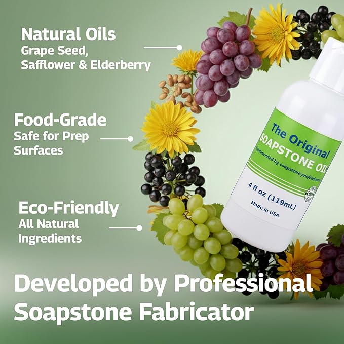 The Original Soapstone Oil | All Natural Food-Safe Blend (NO Mineral Oil) for Soapstone Countertops – Enhances & Darkens Stone, Low-Maintenance Easy to Apply (4oz)