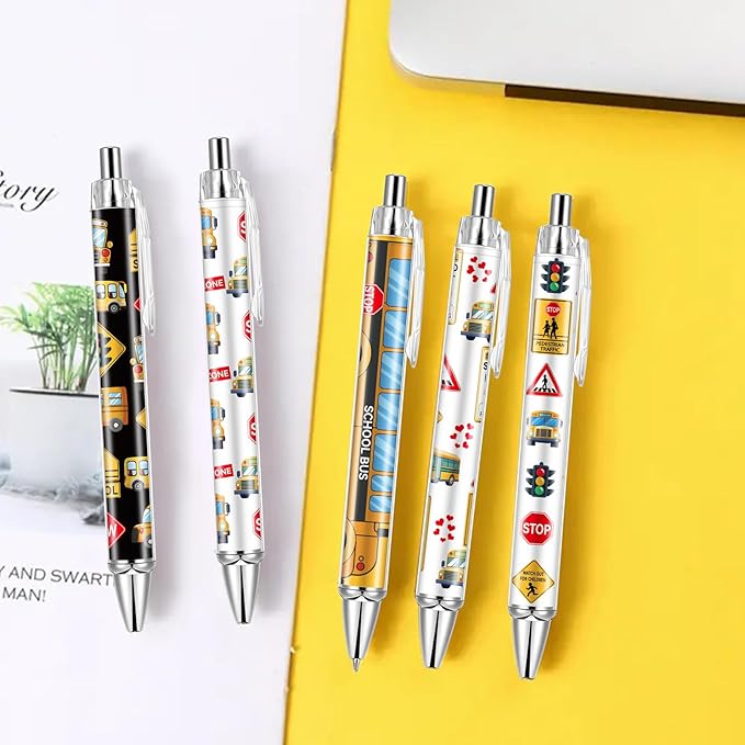 10 PCS School Bus Pens Bulk, Bus Driver Appreciation Gifts Pens Accessories Teachers Pen Thank You Work Ballpoint Pens Thanksgiving Christmas Gifts for Men Women Office Supplies (Bus Driver)